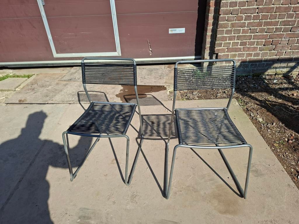 2x Vintage Ikea Melker Spaghettistoelen - Lisa Norinder, Huis en Inrichting, Ophalen, Gebruikt, Twee, Zwart