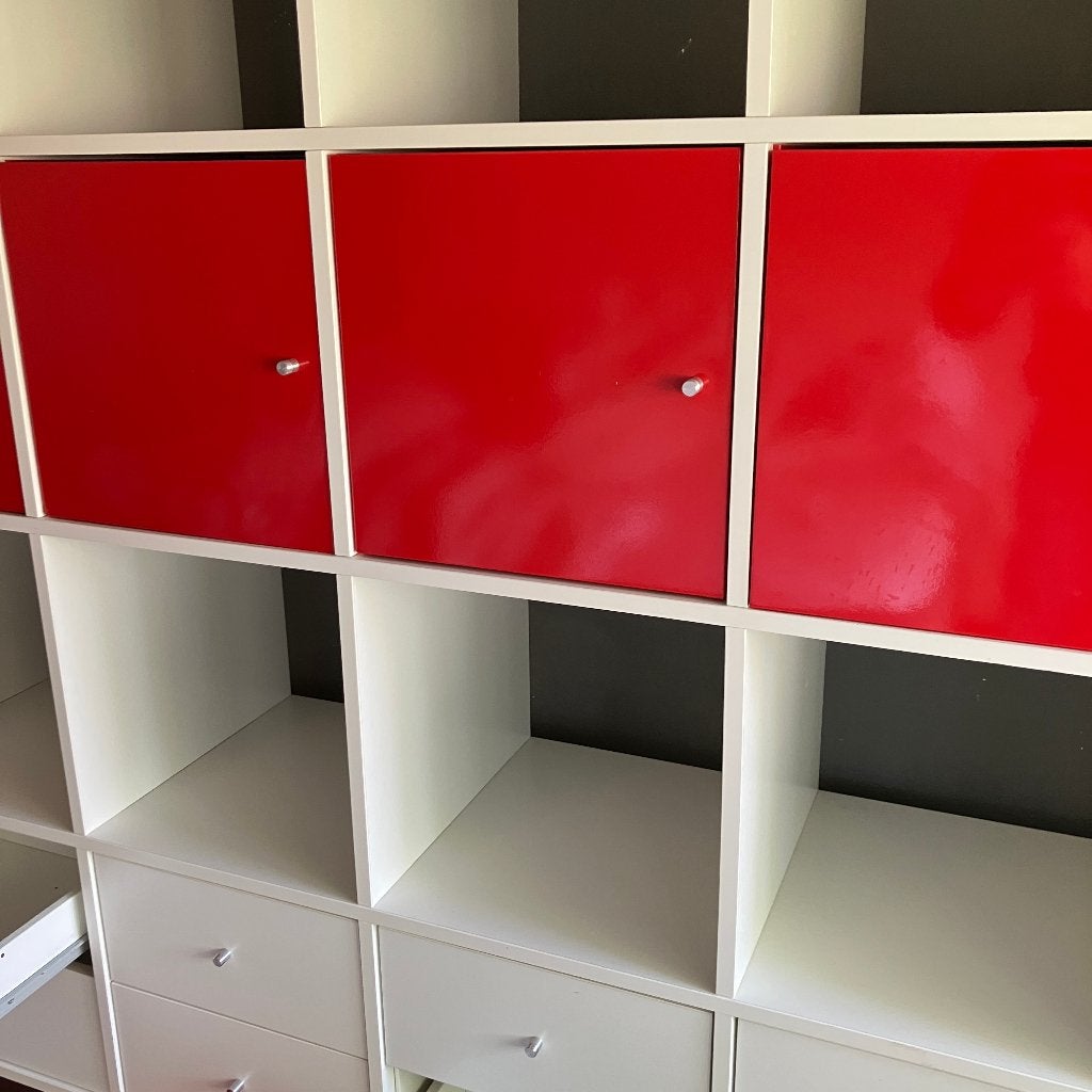 Kallax kast 182*182*40 IKEA met deurtjes, lades en bakken, Huis en Inrichting, Ophalen, Gebruikt, 150 tot 200 cm, Met lade(s)