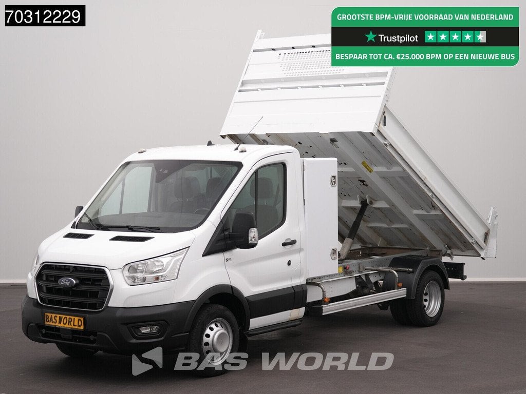 Ford Transit 170pk Kipper met Kist 3,5t Trekhaak Dubbellucht, Auto's, Bestelauto's, Bedrijf, Te koop, Airconditioning, Bochtverlichting
