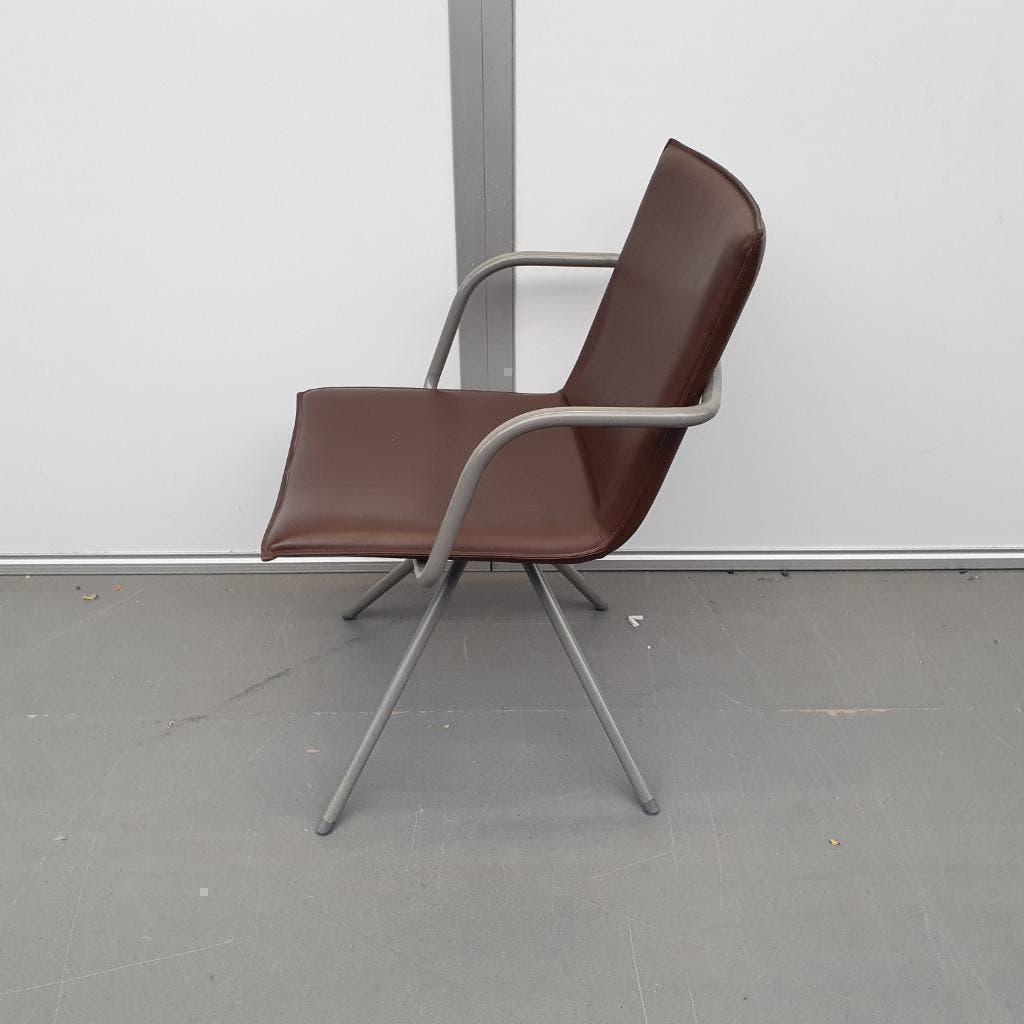 Arco design eetkamerstoel retro - bruin kunstleder, Ophalen, Gebruikt, Vijf, Zes of meer stoelen