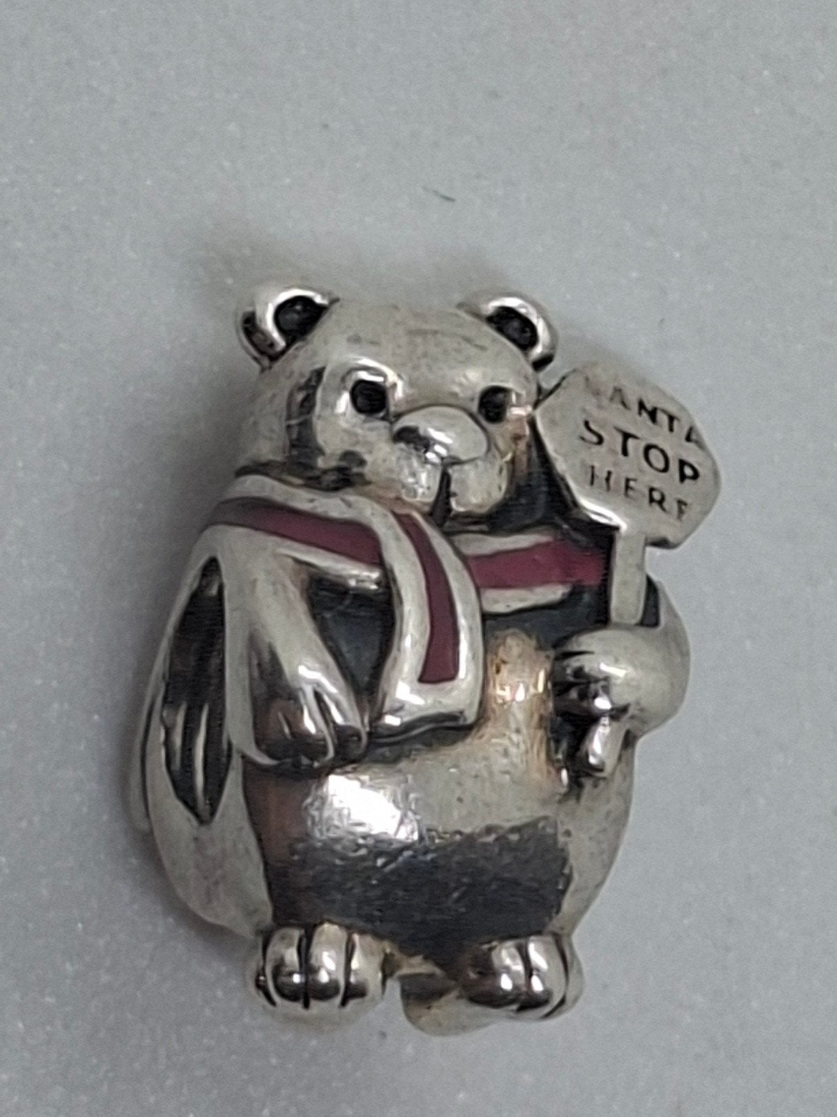 Pandora Winnie de Poeh Kerst Bedel Zilver ALE 925, 1 bedel, Ophalen of Verzenden, Zilver, Pandora