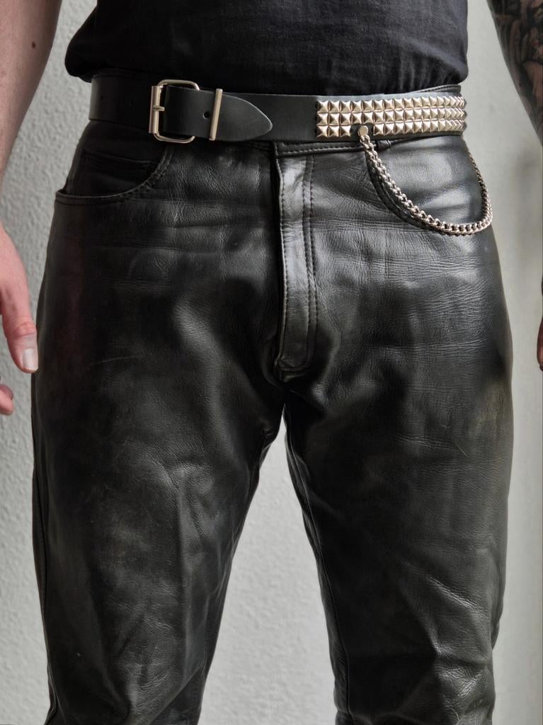 Vintage leren broek, Kleding | Heren, Broeken en Pantalons, Ophalen of Verzenden, Zo goed als nieuw, Maat 52/54 (L), Zwart