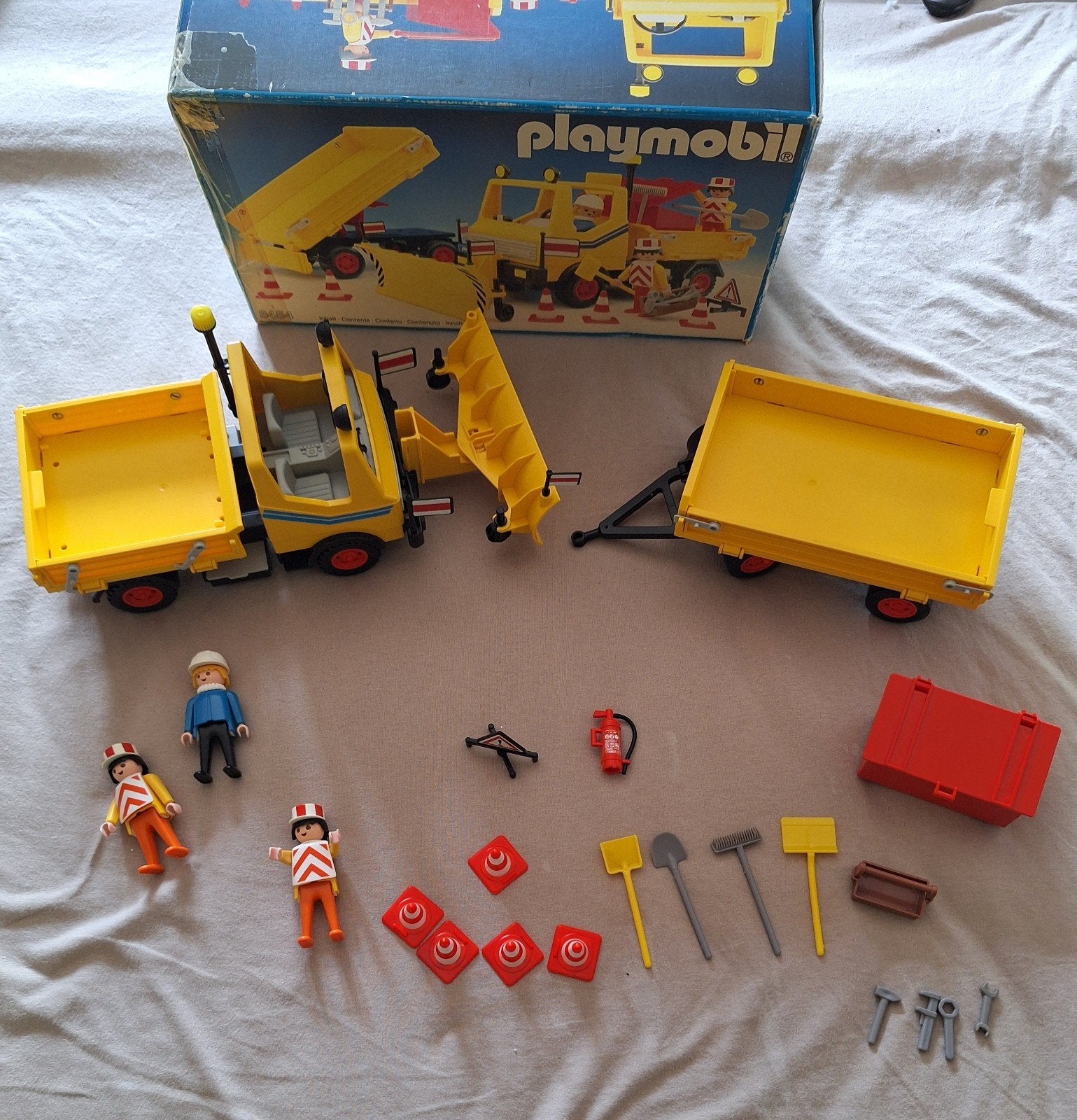 Vintage set Playmobil sneeuwploeg uit 1986 doos 3454 complee, Complete set, Voertuig, Ophalen of Verzenden, Zo goed als nieuw