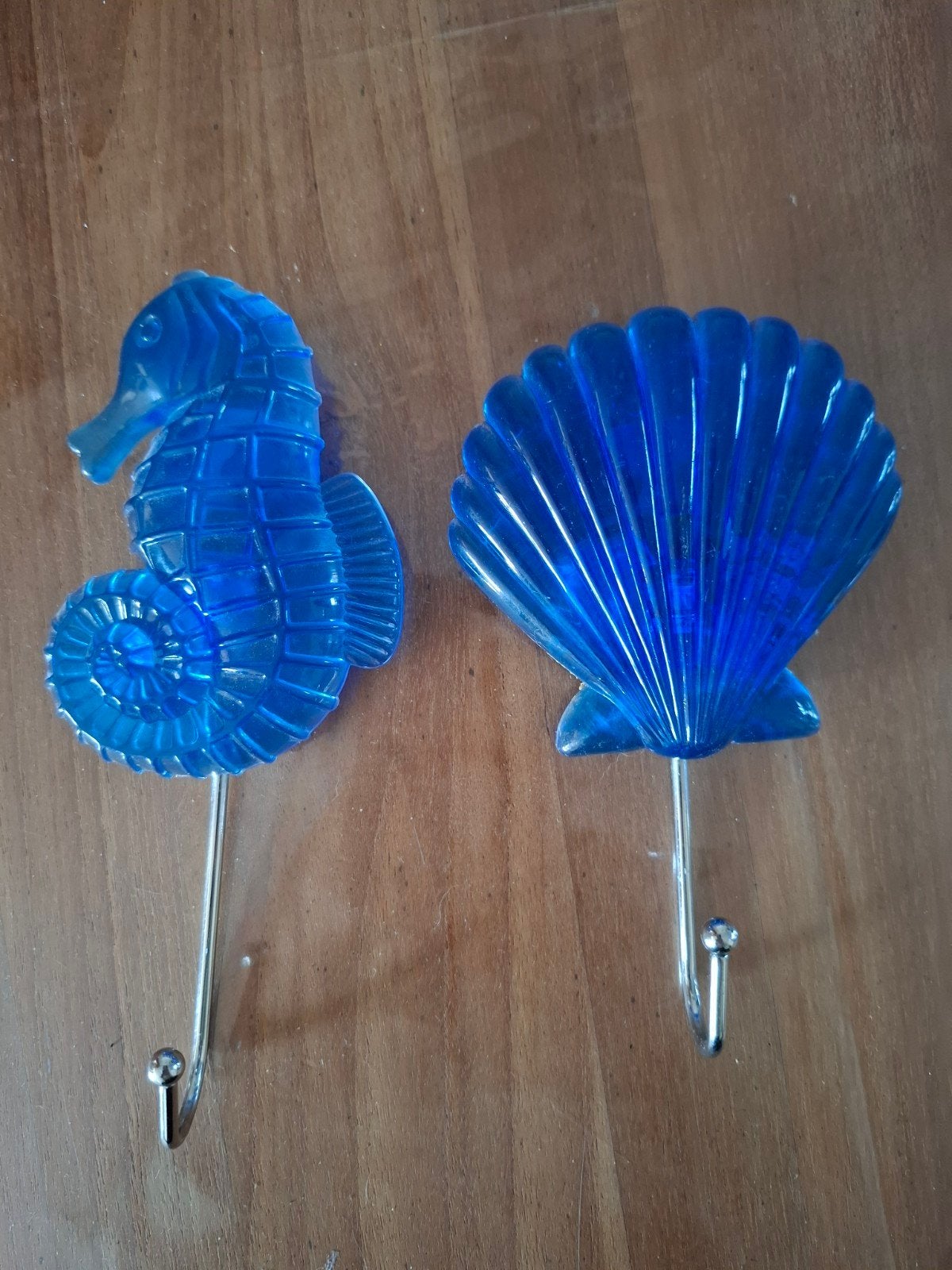 Wandhaken Zeepaardje en Schelp - Blauw, Gebruikt, Blauw, Overige stijlen, Kunststof