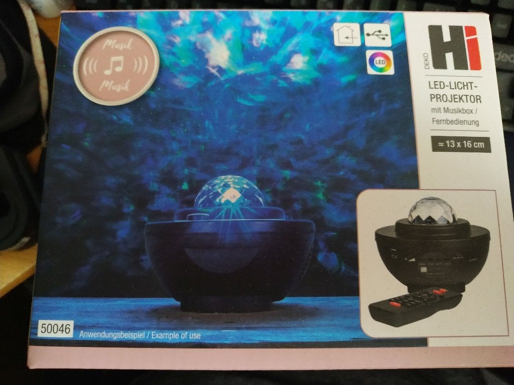 HI projectielamp LED-lichtprojector met Bluetooth, Zwart, Ophalen of Verzenden, Nieuw, Lamp