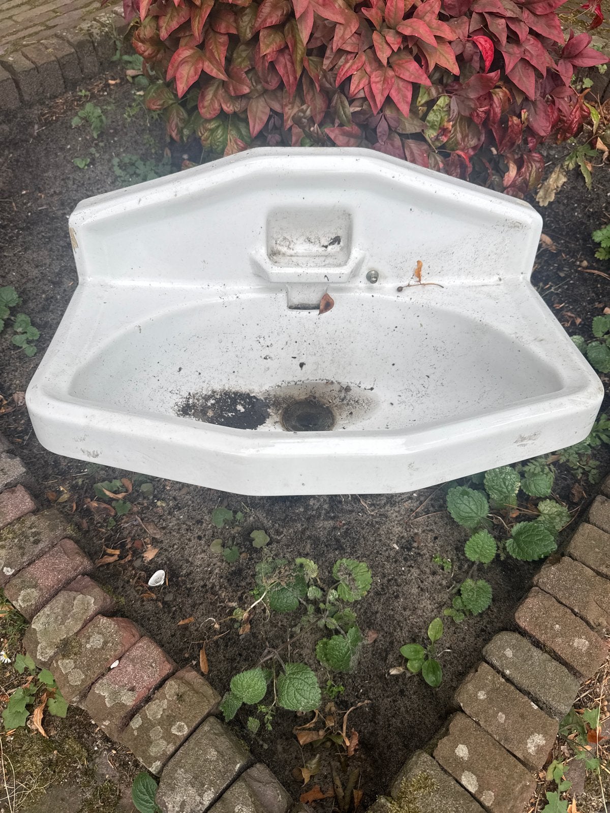 Oude wasbak met zeepbakje - Uniek restauratieproject, Ophalen of Verzenden, Gebruikt, Wastafel
