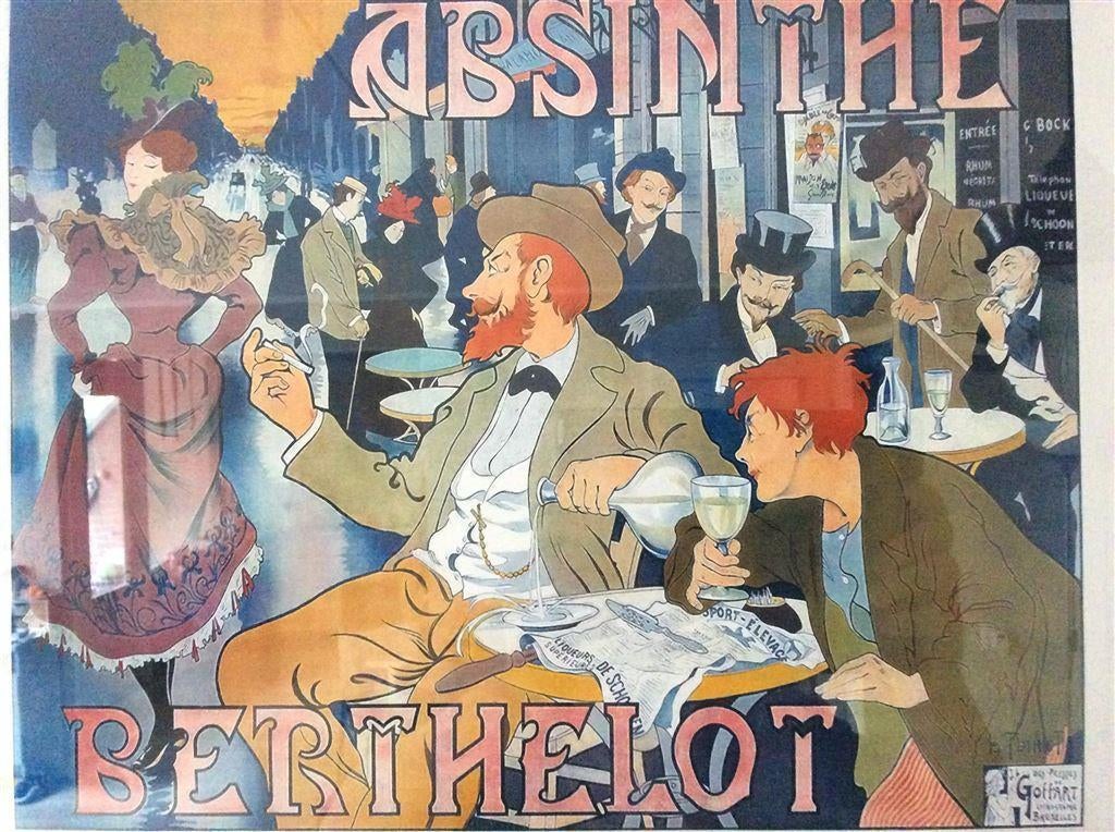 Absinthe Berthelot Art Nouveau Juigendstil Poster in Lijst, Antiek en Kunst, Verzenden