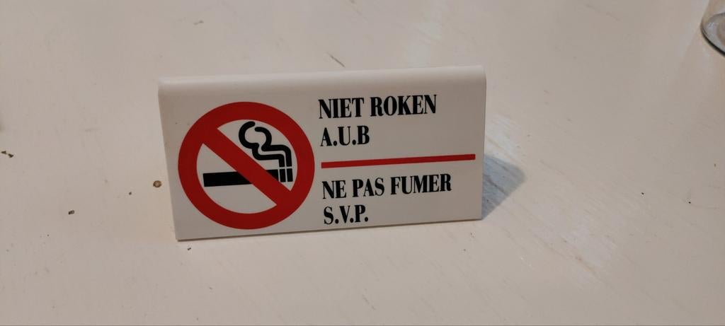 Niet Roken A.U.B. / No Smoking Please bordje, Ophalen of Verzenden, Gebruikt, Wit, Kunststof