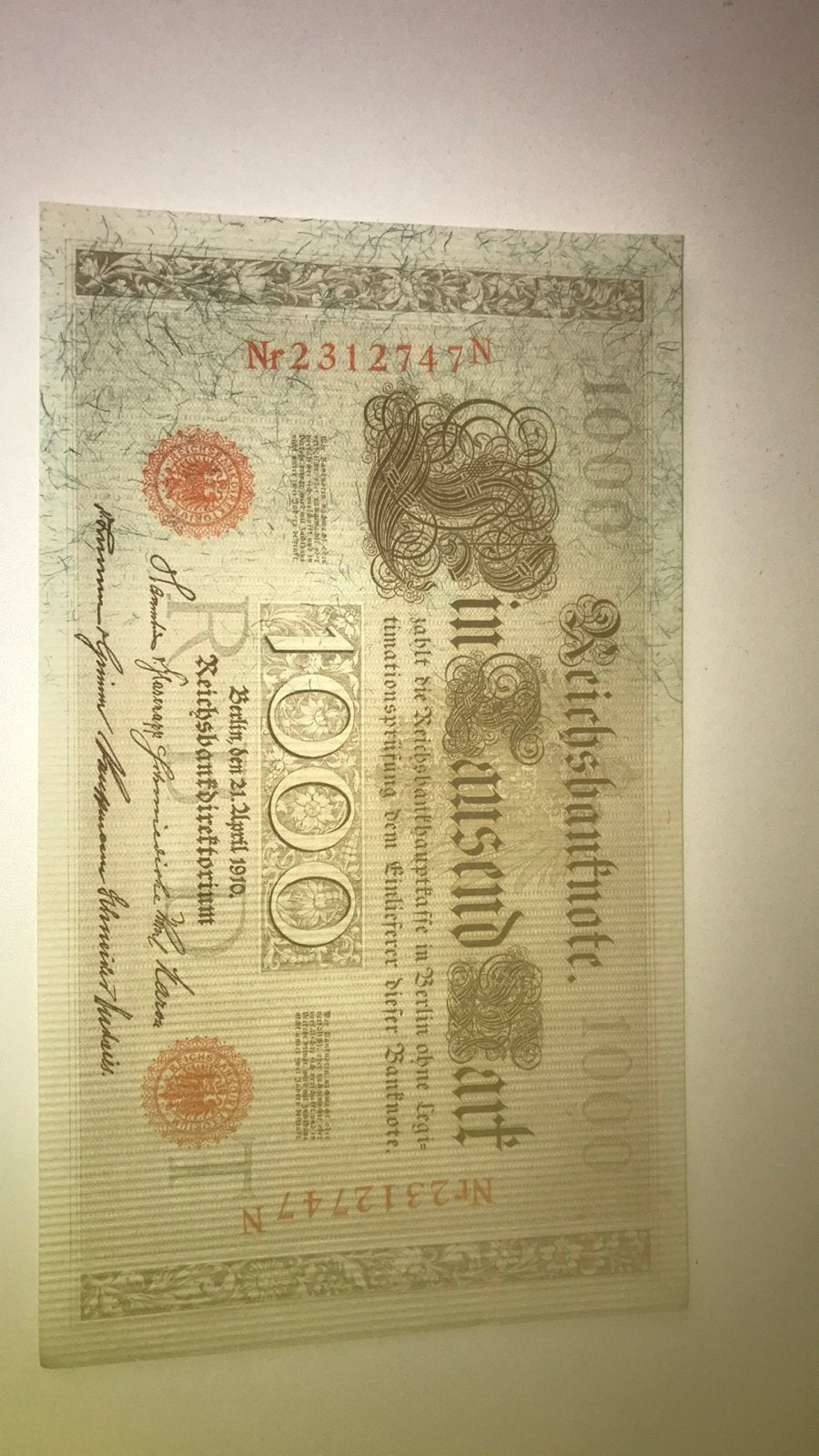 1000 Mark Berlin 1910 Unc, Ophalen of Verzenden