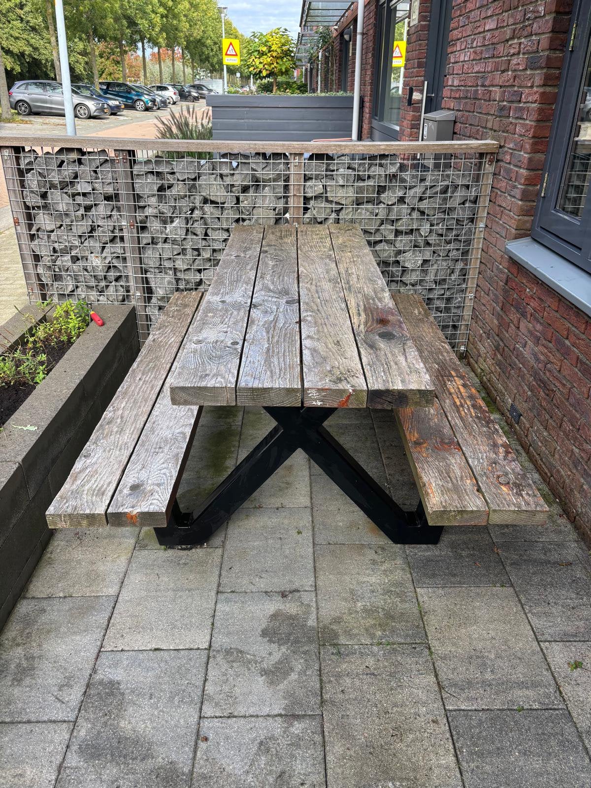 Picknicktafel, Ophalen, Gebruikt, Rechthoekig, Hout