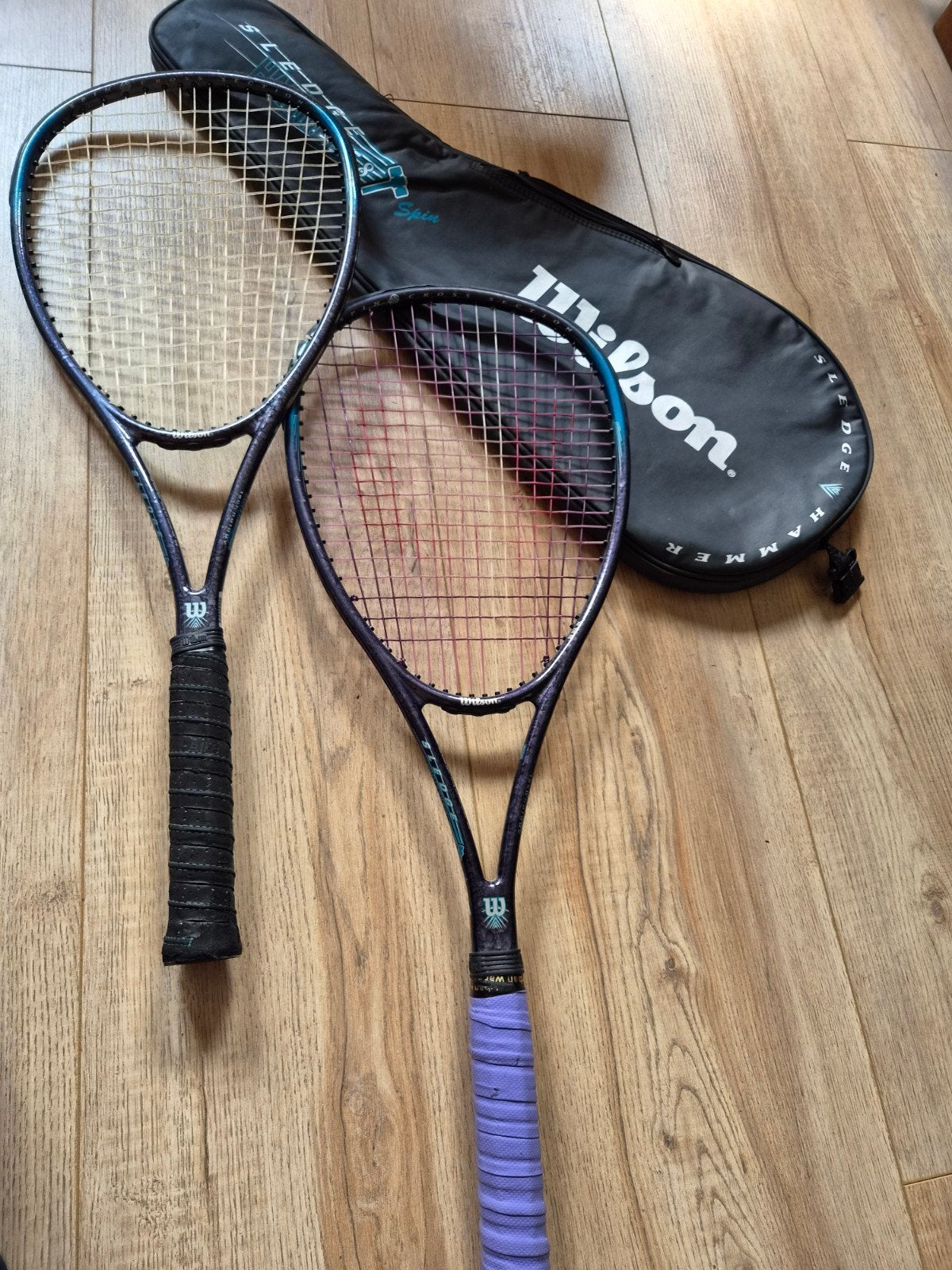2x Wilson Sledge Hammer 5.8 Spin tennisrackets met hoes, Gebruikt, Ophalen of Verzenden, Wilson, Racket