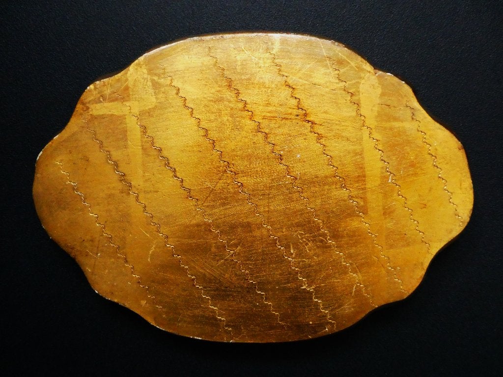 Brocant Italiaans houten dienblad In de kleuren goud ecru, Antiek en Kunst, Curiosa en Brocante, Ophalen of Verzenden