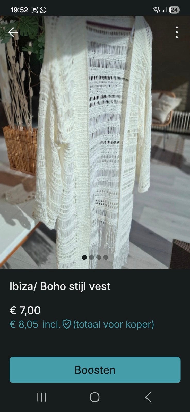 Ibiza Boho Stijl Vest - Gehaakt, Ophalen of Verzenden, Zo goed als nieuw, Maat 38/40 (M), Wit