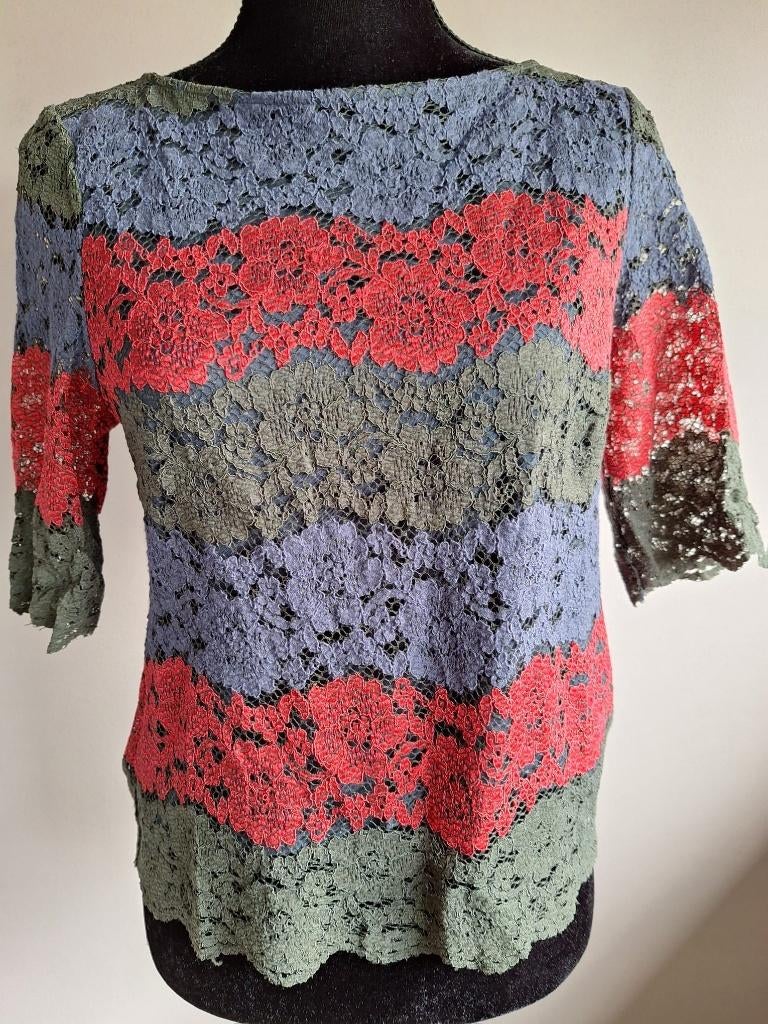 Nieuwe stretch top kant en print van Anna Field, maat S, Kleding | Dames, Tops, Nieuw, Maat 36 (S), Korte mouw, Ophalen of Verzenden