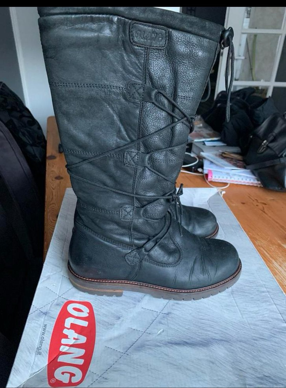Winterlaarzen leer Olang, Hoge laarzen, Zwart, Ophalen of Verzenden, Gedragen