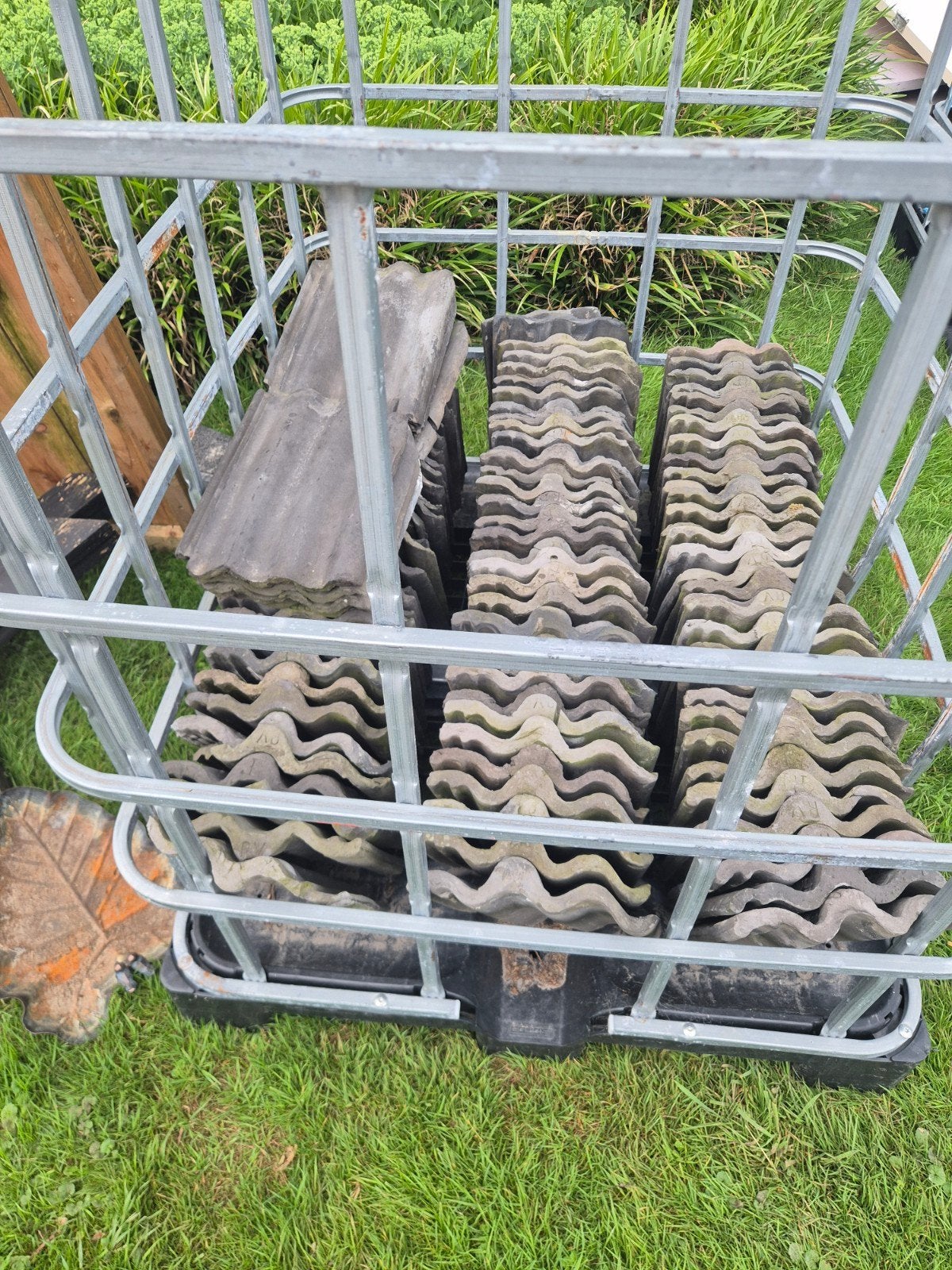 Friese golf dakpannen blauw gesmoord, Ophalen, Steen of Klei, Blauw, 15 m² of meer