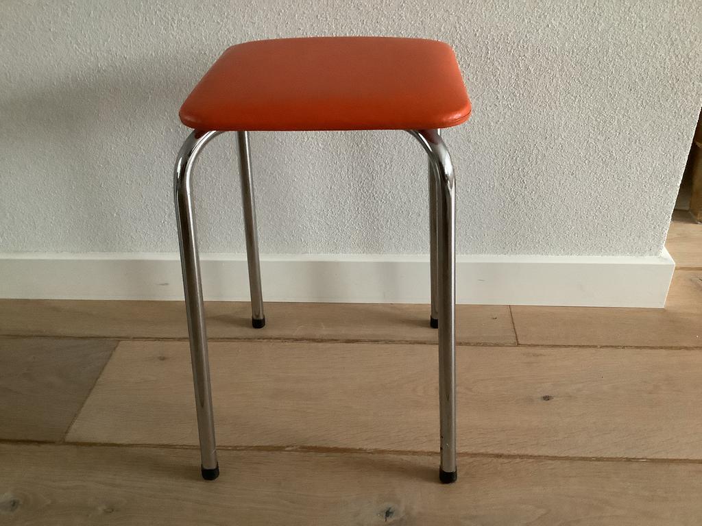 Vintage oranje krukje jaren 70, Verzamelen, Ophalen of Verzenden, Huis en Inrichting