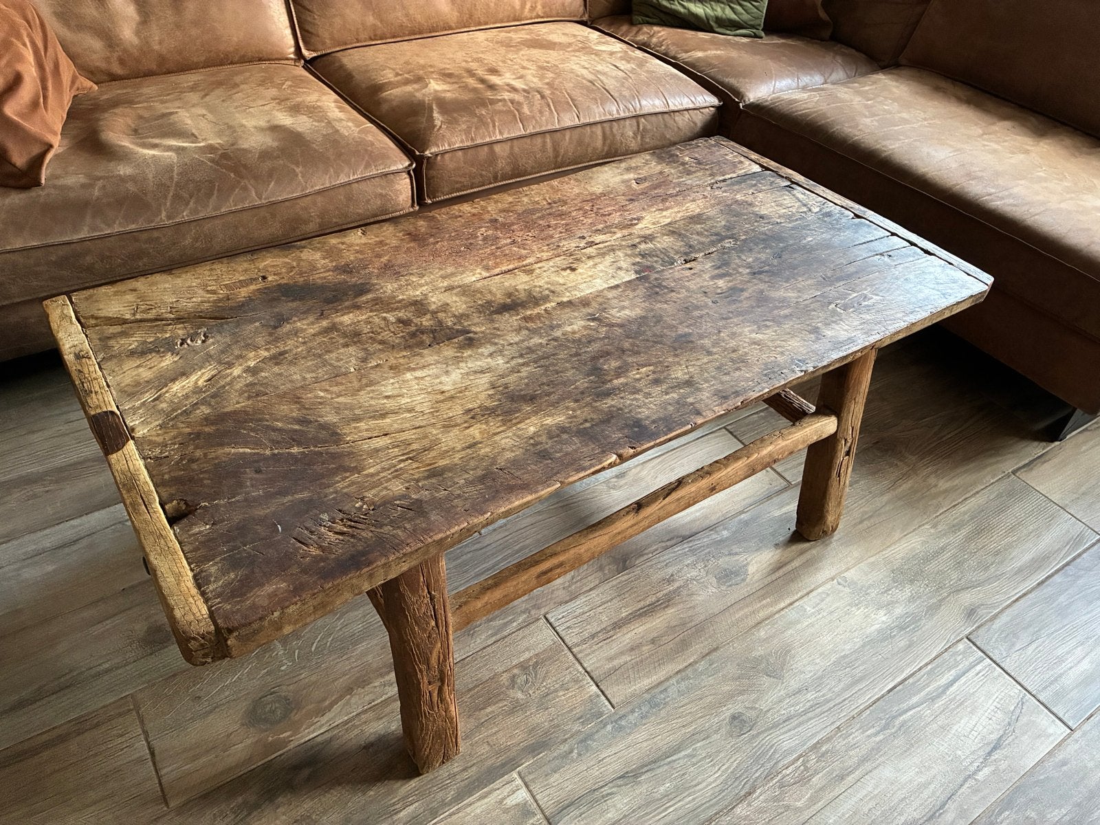 Unieke salontafel van oude planken/deuren - 130,5x68x48cm, Gebruikt, 100 tot 150 cm, Overige houtsoorten, 50 tot 100 cm