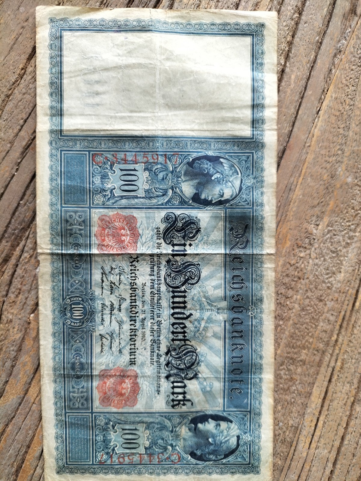 Historisch Duits 100 Mark biljet (1910), Postzegels en Munten, Bankbiljetten | Europa | Eurobiljetten, Ophalen of Verzenden, Duitsland
