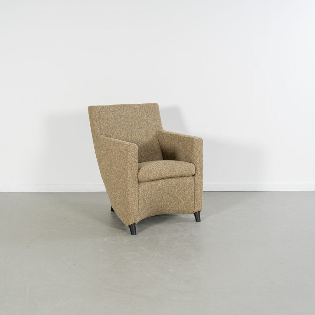 Leolux Dolcinea Fauteuil Beige Stof - Zwart, Huis en Inrichting, Fauteuils, Niet ingevuld, Zo goed als nieuw, Niet ingevuld, Niet ingevuld