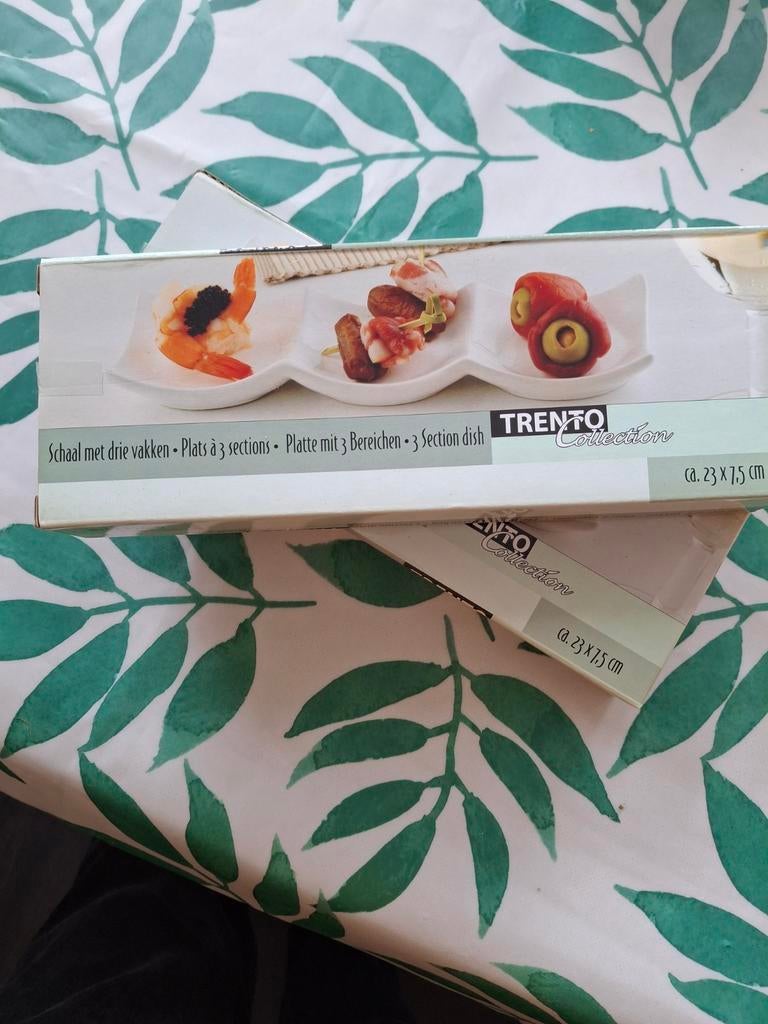 2 x Sushi schaal met 3 vakken ,nieuw in doos., Ophalen, Nieuw