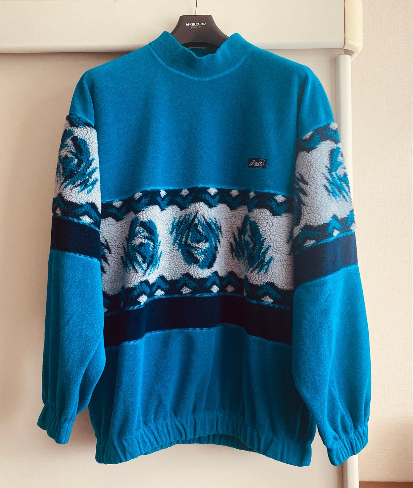 Asics Fleece Trui - Blauw/Wit/Zwart - Maat XXL, Kleding | Heren, Truien en Vesten, Ophalen of Verzenden, Gedragen, Blauw