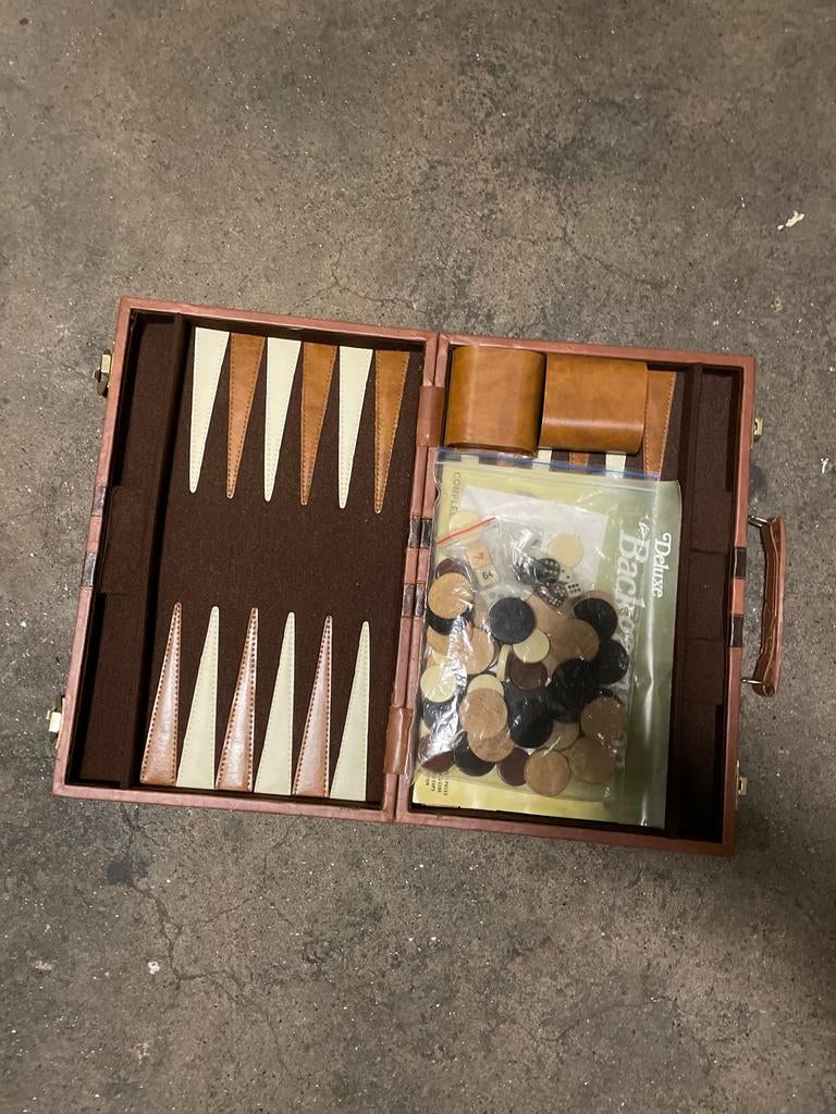 Backgammon Deluxe Reisspel in Koffer, Ophalen of Verzenden, Zo goed als nieuw