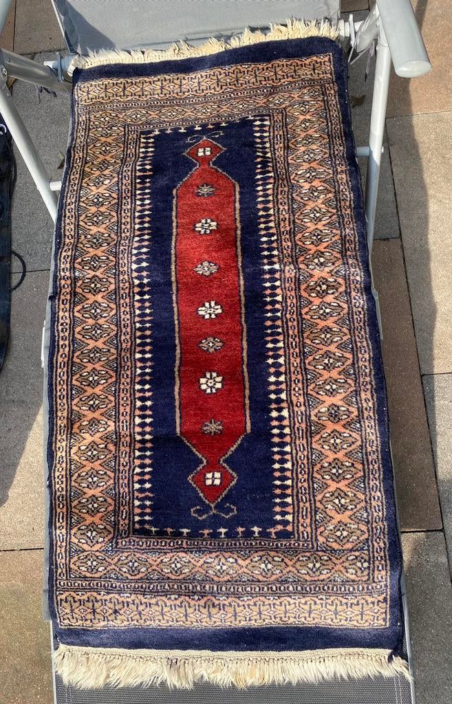 Vintage Perzisch handgeknoopt tapijt kleed wol rood blauw, Verzenden