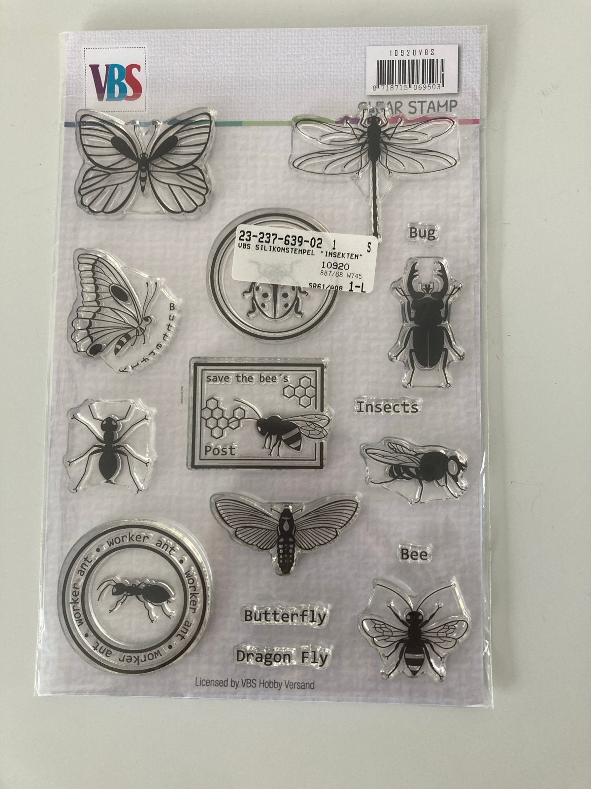 VBS Clear Stamps - Insecten (Vlinders, Bijen, Kevers), Hobby en Vrije tijd, Stempelen, Ophalen of Verzenden, Nieuw, Clearstamp