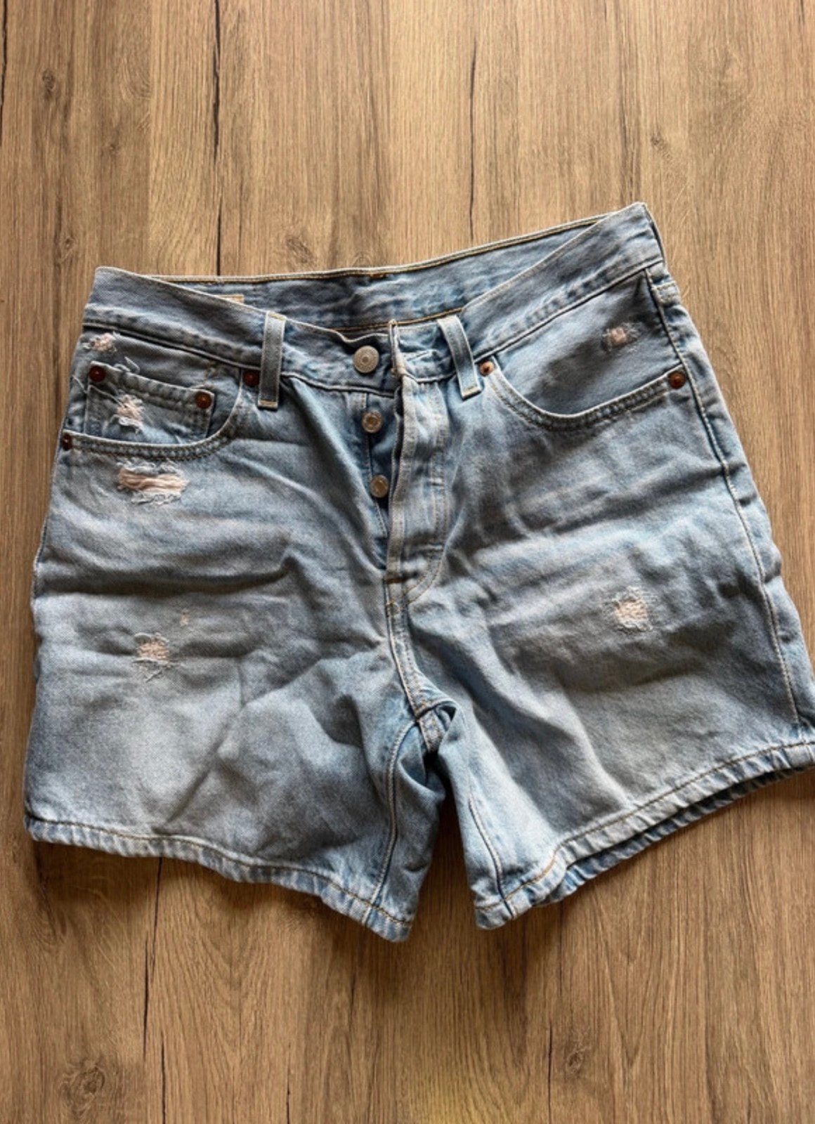 Levi's 501 Vintage Denim Shorts - Lichtblauw, Maat 38/40 (M), Kort, Blauw, Ophalen of Verzenden