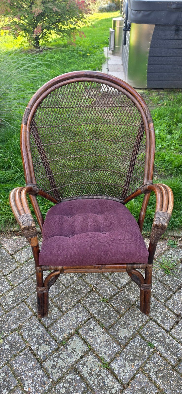 Vintage rotan stoelen met kussens (set van 2), Ophalen of Verzenden