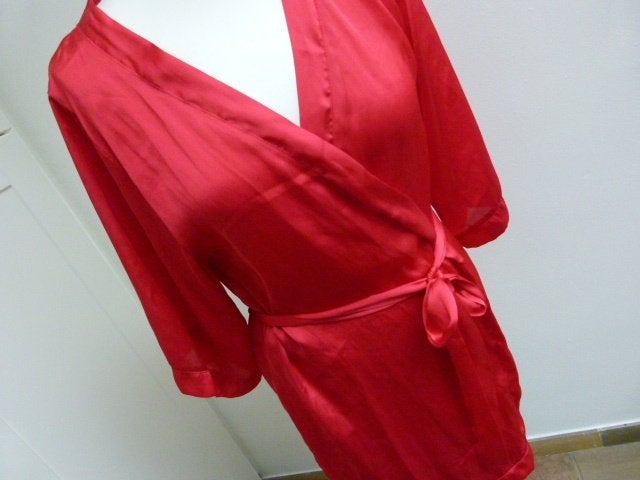 Rode korte peignoir, pyjama ochtendjasje rood maat S 36 H&M, Kleding | Dames, H&M, Ophalen of Verzenden, Zo goed als nieuw, Maat 36 (S)