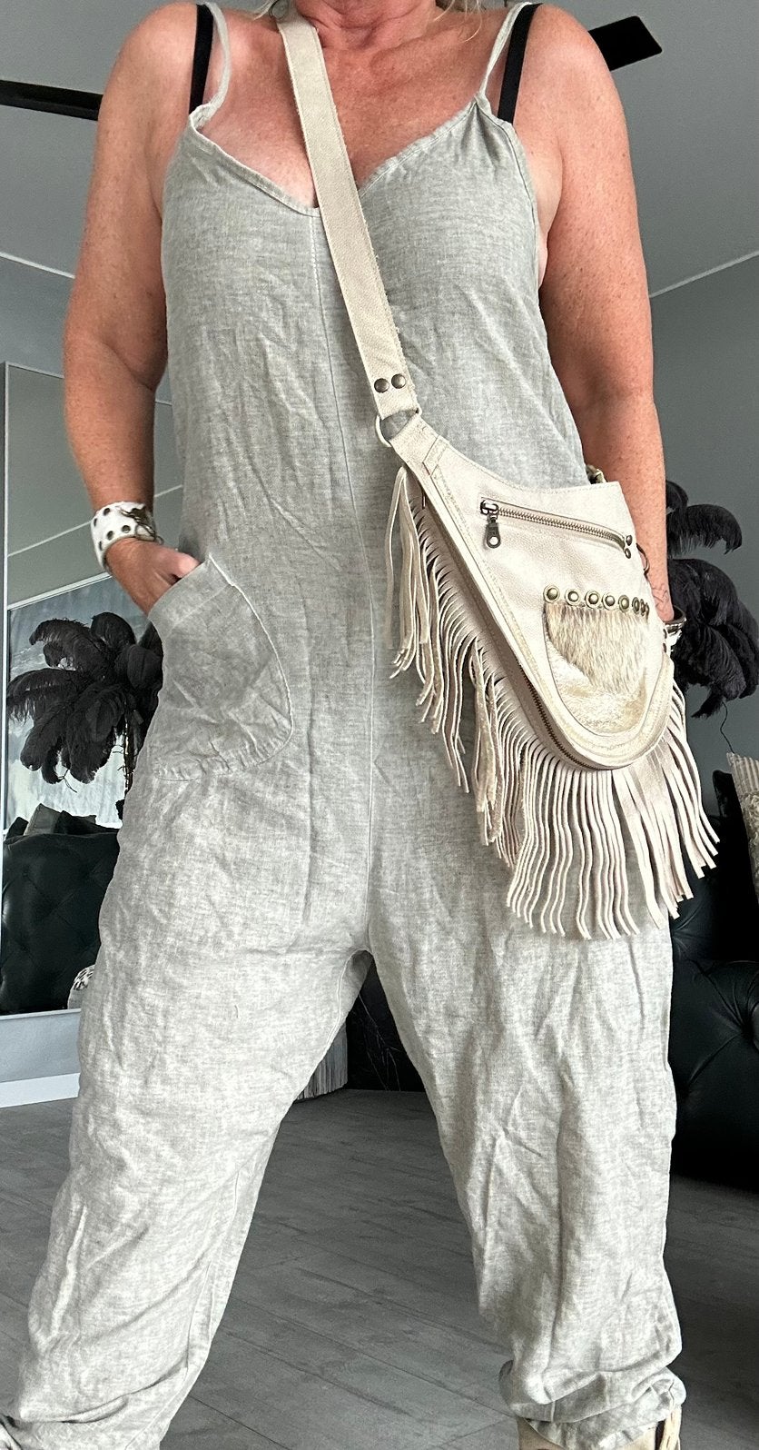 Linnen zomer jumpsuit , xl, Kleding | Dames, Ophalen of Verzenden, Zo goed als nieuw, Maat 42/44 (L), Grijs