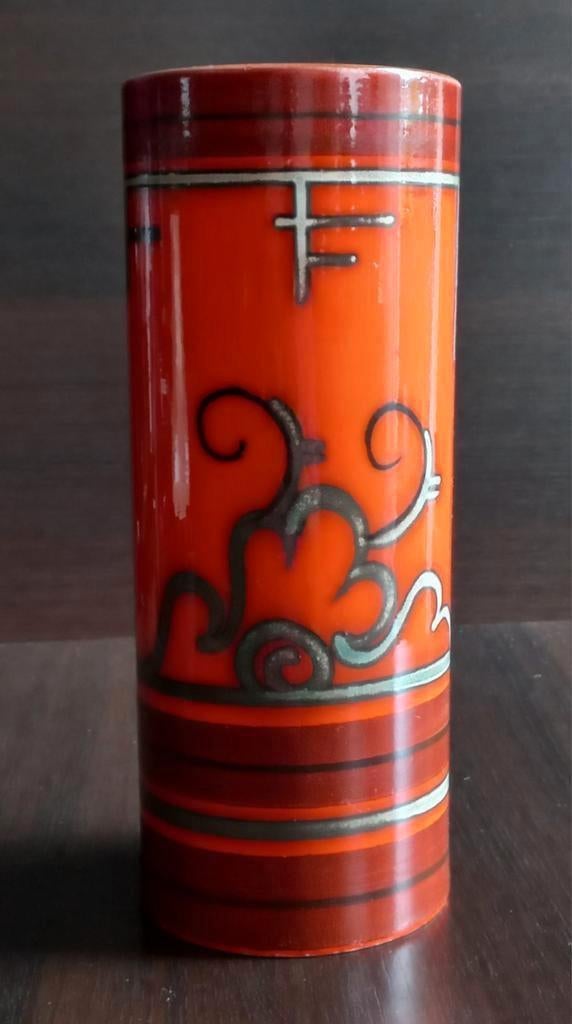 FLORA GOUDA HOLLAND keramische oranje vaasTokio-decor 934, Ophalen of Verzenden