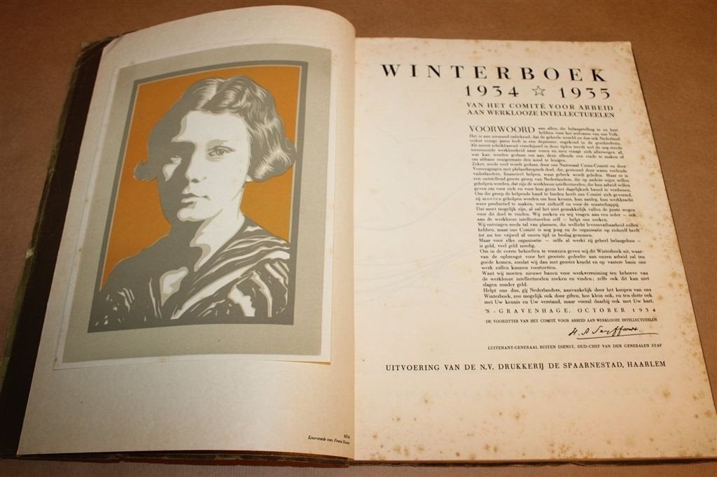 Winterboek 1934 — Literair Kunstboek met Ingeplakte Platen, Ophalen of Verzenden