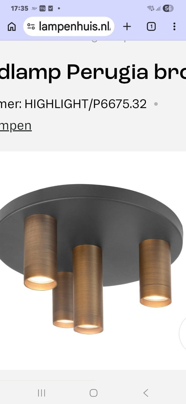 plafondlamp met 5 spots nieuw, Huis en Inrichting, Lampen | Spots, Ophalen, Nieuw