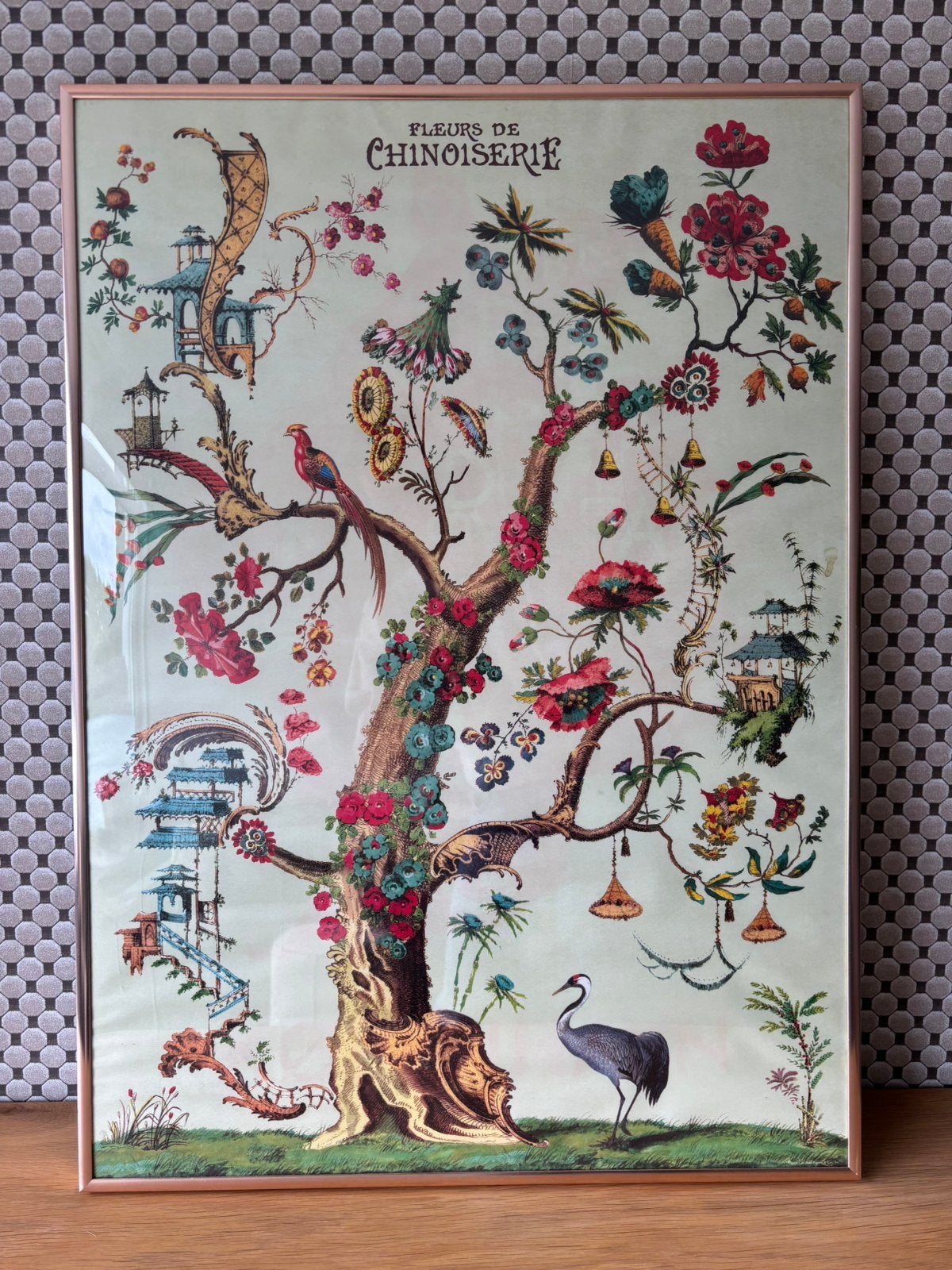 Kleurrijke poster met rosé gouden lijst, Ophalen