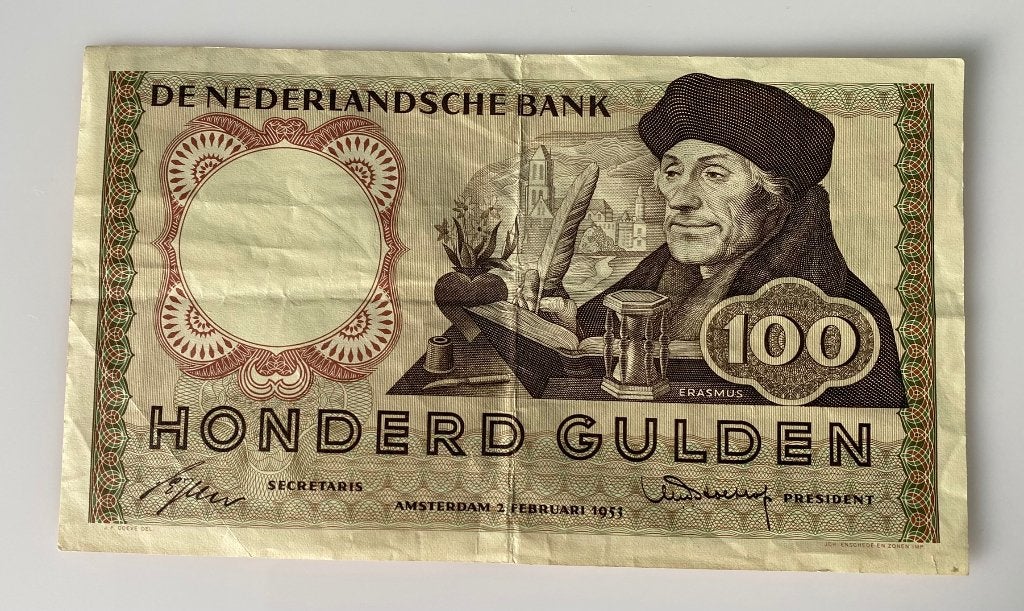Nederland 100 gulden biljet 1953 - Erasmus - 3 JN 006193 zf+