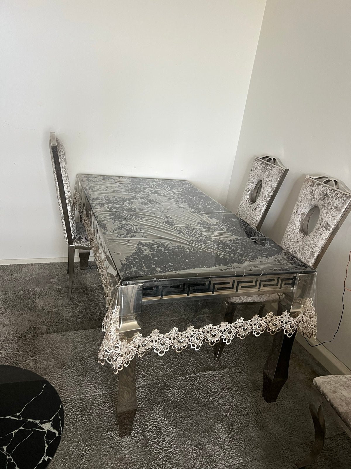 Moderne Eettafel - Zilver/Zwart Design, Huis en Inrichting, Tafels | Eettafels, Ophalen, 100 tot 150 cm, 50 tot 100 cm, Zo goed als nieuw