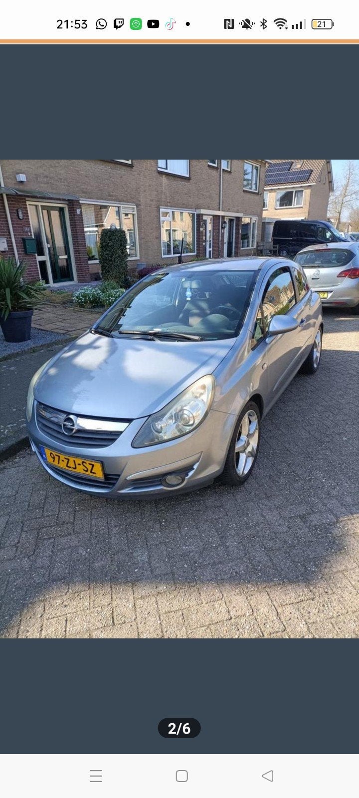 Opel Corsa 1.4 Sport 2008 Airco Cruise Trekhaak. Blauw/grijs, 1364 cc, Particulier, Zilver of Grijs, Corsa