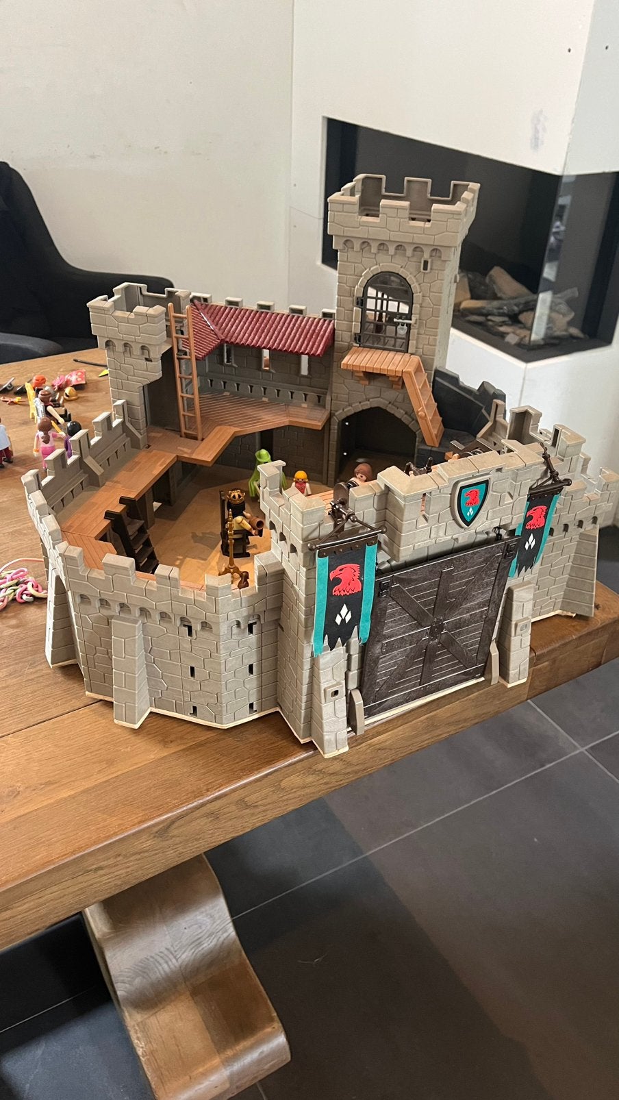 Playmobil kasteel met poppetjes, paarden etc.., Ophalen of Verzenden, Gebruikt