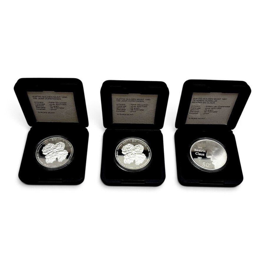 Lot diverse munten in cassettes, Postzegels en Munten, Ophalen of Verzenden, Vóór koninkrijk, Zilver