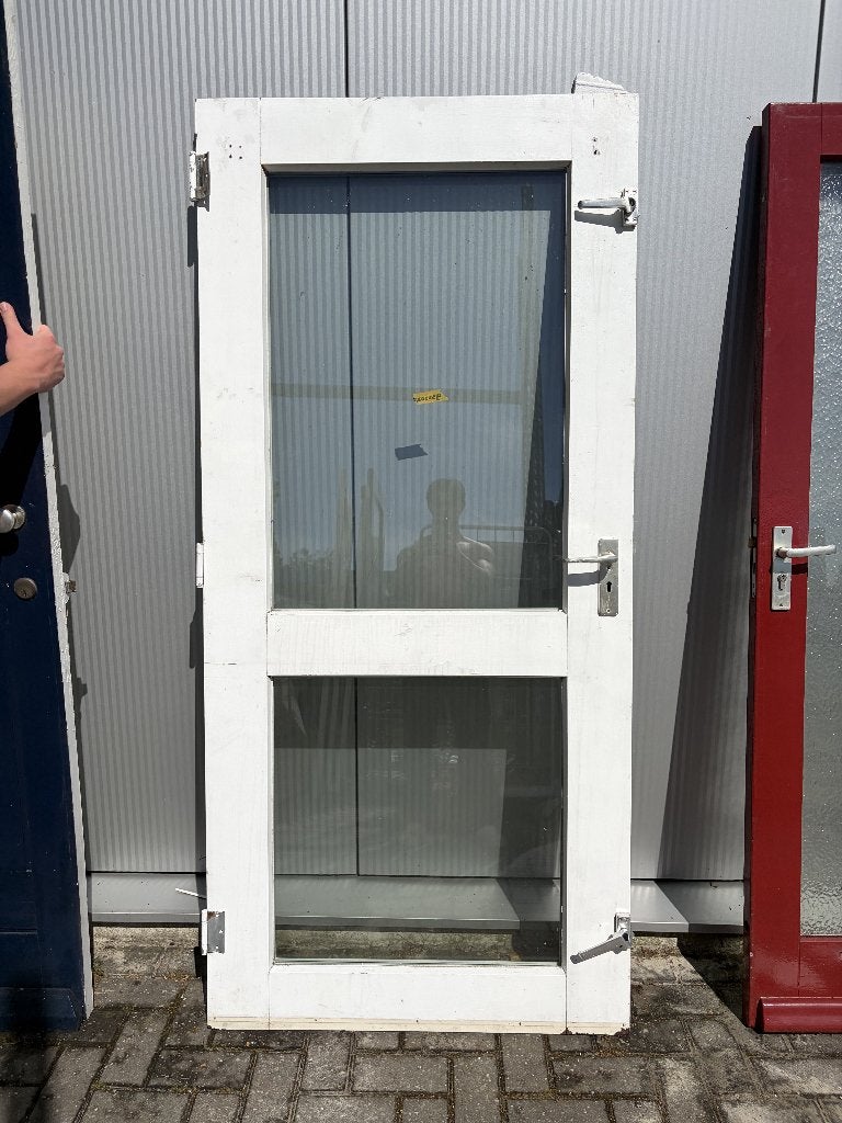 Buitendeur 2x glasraam | 93x202,5 cm | hout, Doe-het-zelf en Verbouw, Deuren en Horren, Ophalen, Gebruikt, 80 tot 100 cm, Buitendeur