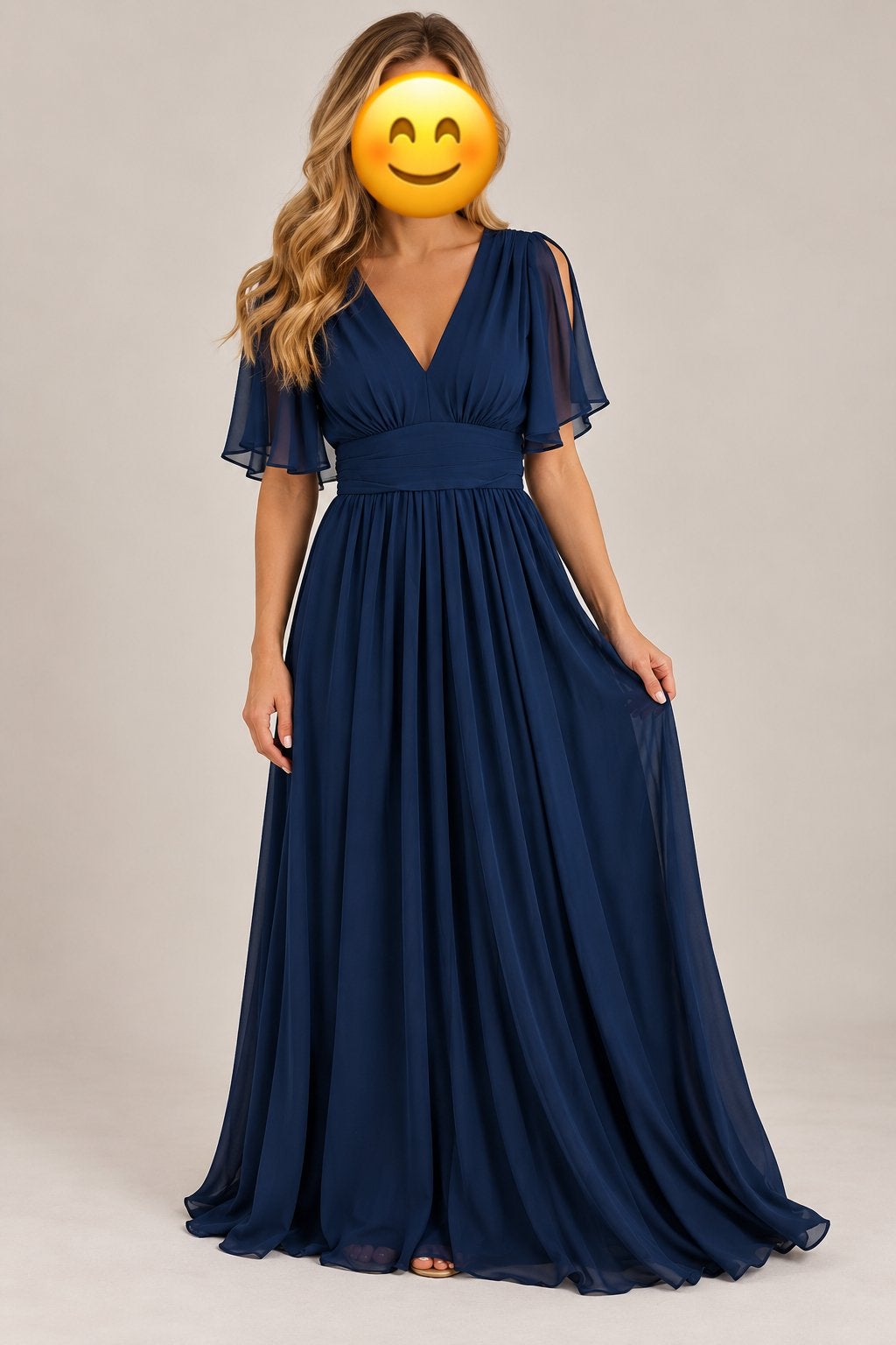 Nieuw! Boohoo chiffon maxi jurk navy – maat 40 – met labels, Maat 38/40 (M), Galajurk, Blauw, Nieuw