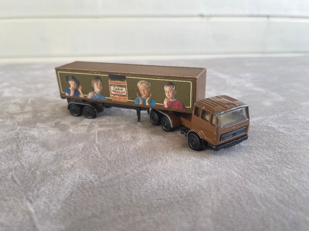 Vintage EFSI Calvé Pindakaas vrachtwagen Mercedes-Benz 1:87, Ophalen of Verzenden, Gebruikt, Auto, Overige merken