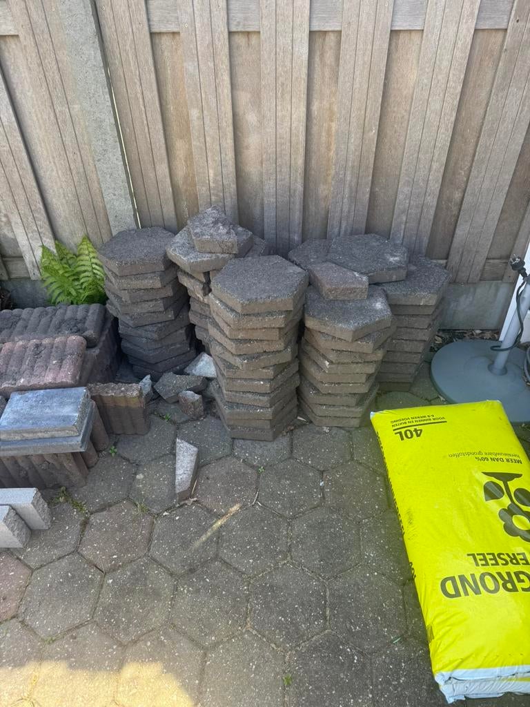 Hexagon tuin tegels, Gebruikt, Ophalen of Verzenden, Minder dan 5 m², Dakpannen