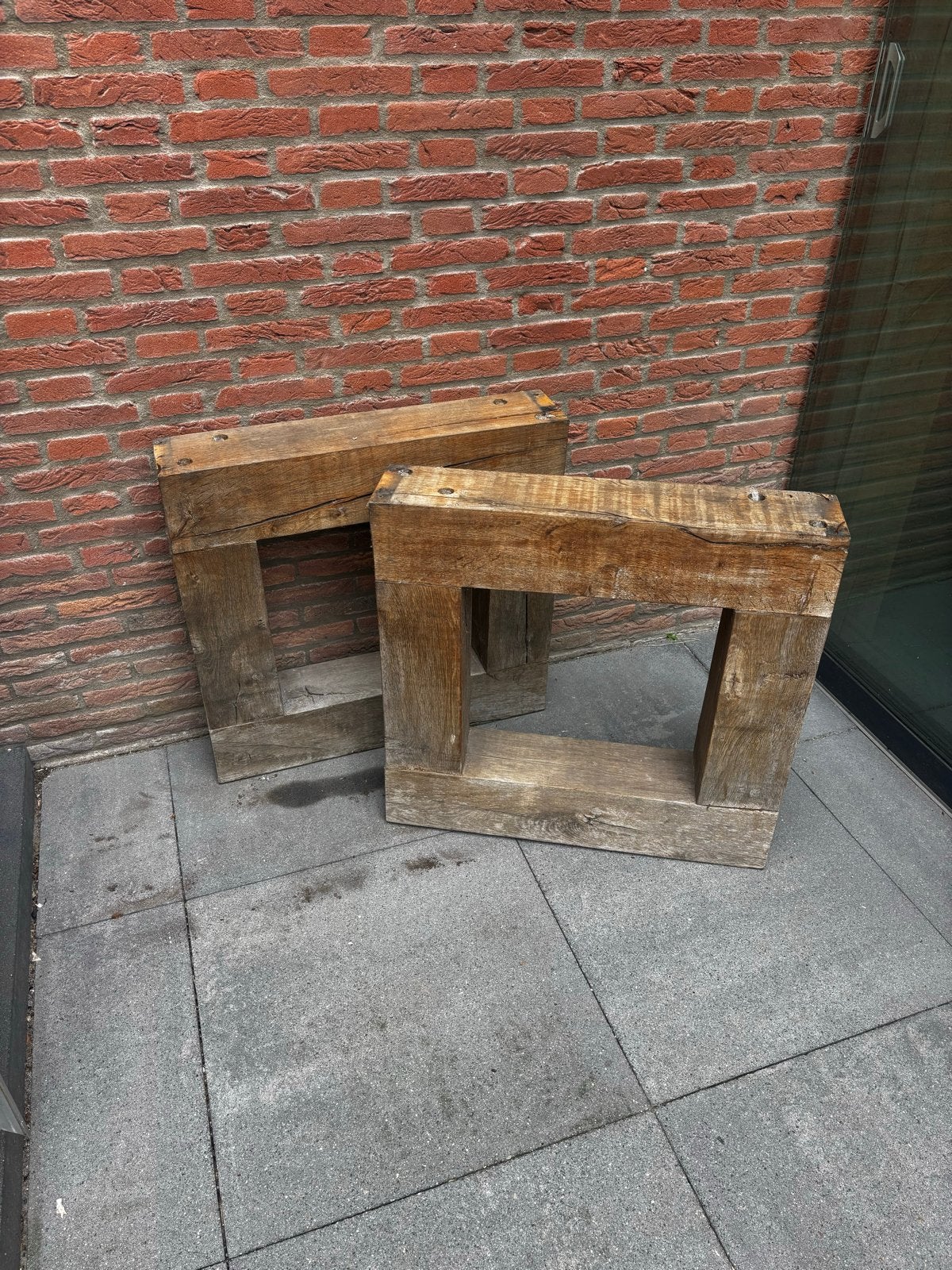 Robuuste eikenhouten tafelpoten - Set van 2, Ophalen, Tafelpoot, Gebruikt, 50 tot 100 cm