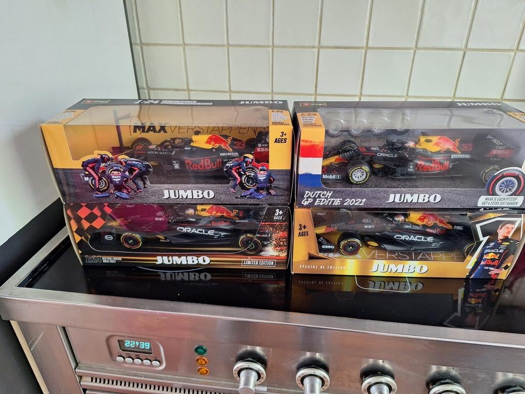 Max Verstappen Jumbo auto's - 1:24 ,4 verschillende, Hobby en Vrije tijd, Modelauto's | 1:24, Ophalen of Verzenden, Nieuw, Auto