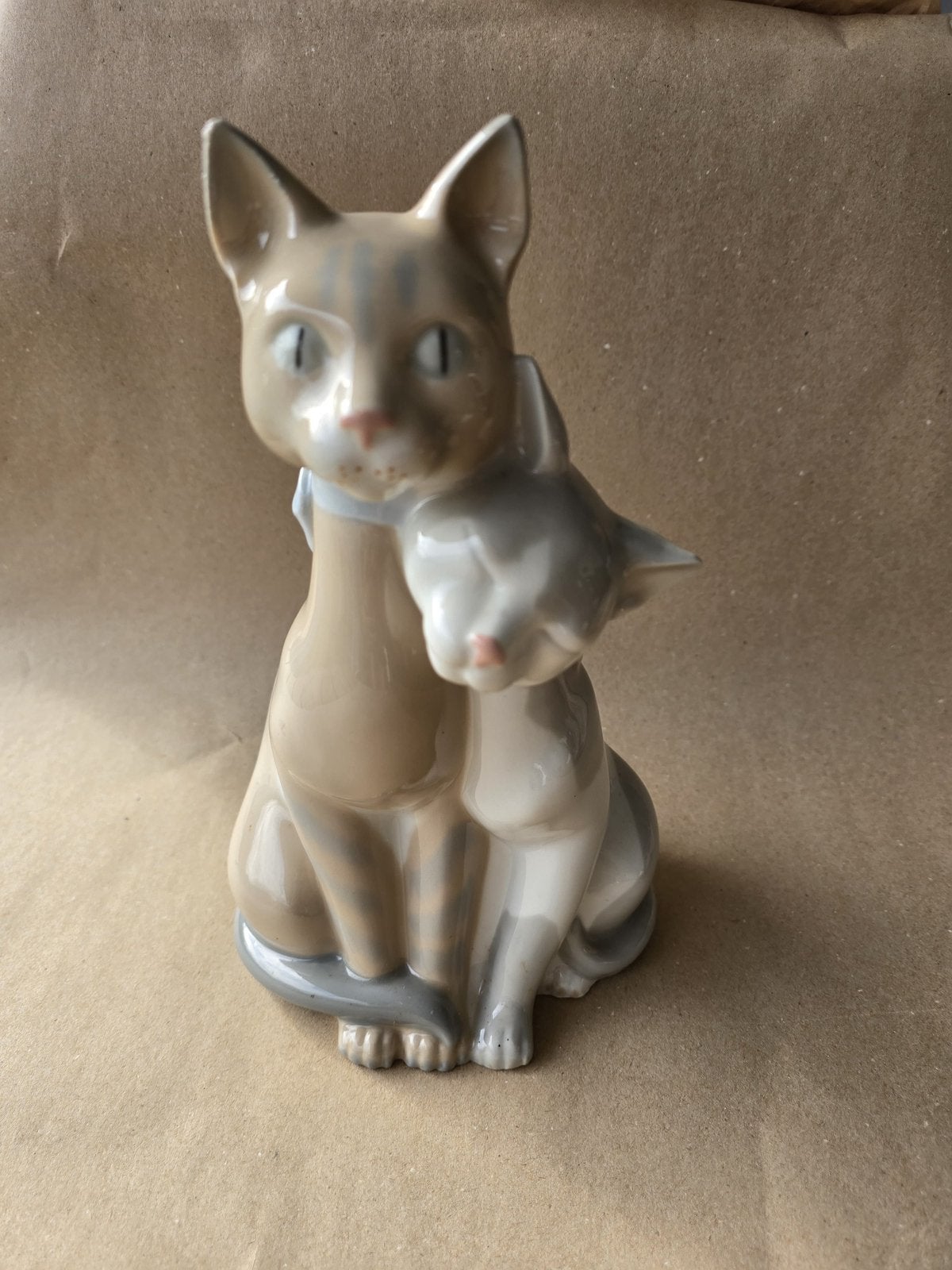 Groot vintage porseleinen kattenbeeld, 25,5 cm, Ophalen of Verzenden, Zo goed als nieuw, Dier