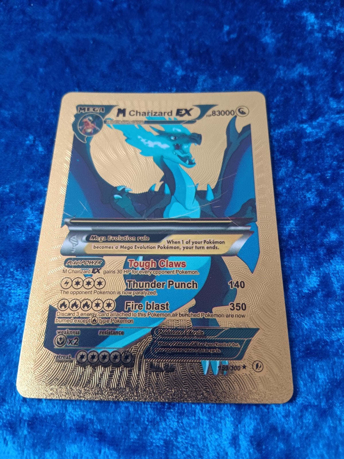 M Charizard EX - Gold foil - Fanart Pokémon Kaart, Hobby en Vrije tijd, Ophalen of Verzenden, Zo goed als nieuw, Losse kaart, Foil